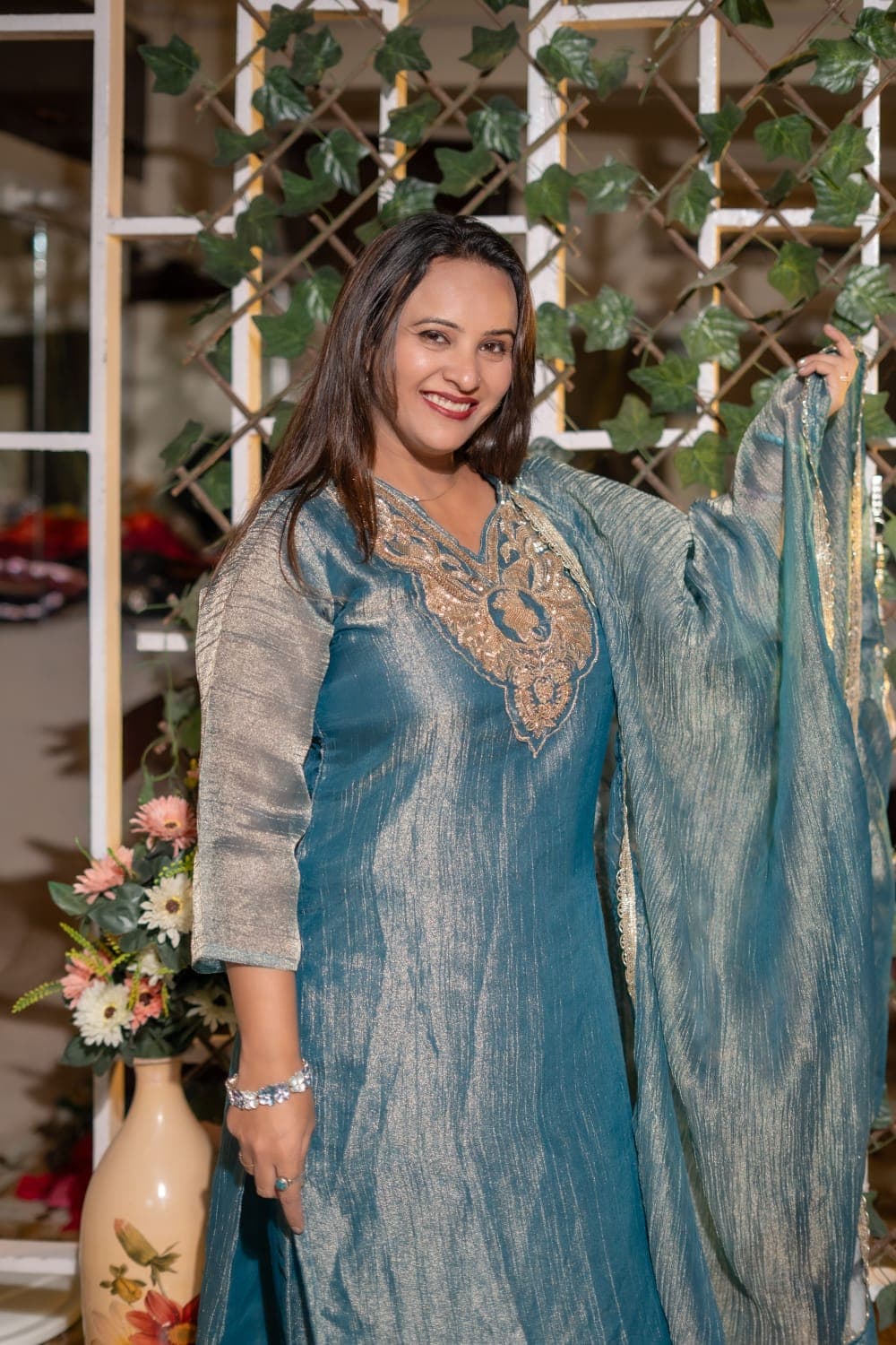 Blue Suit With Embroidery
