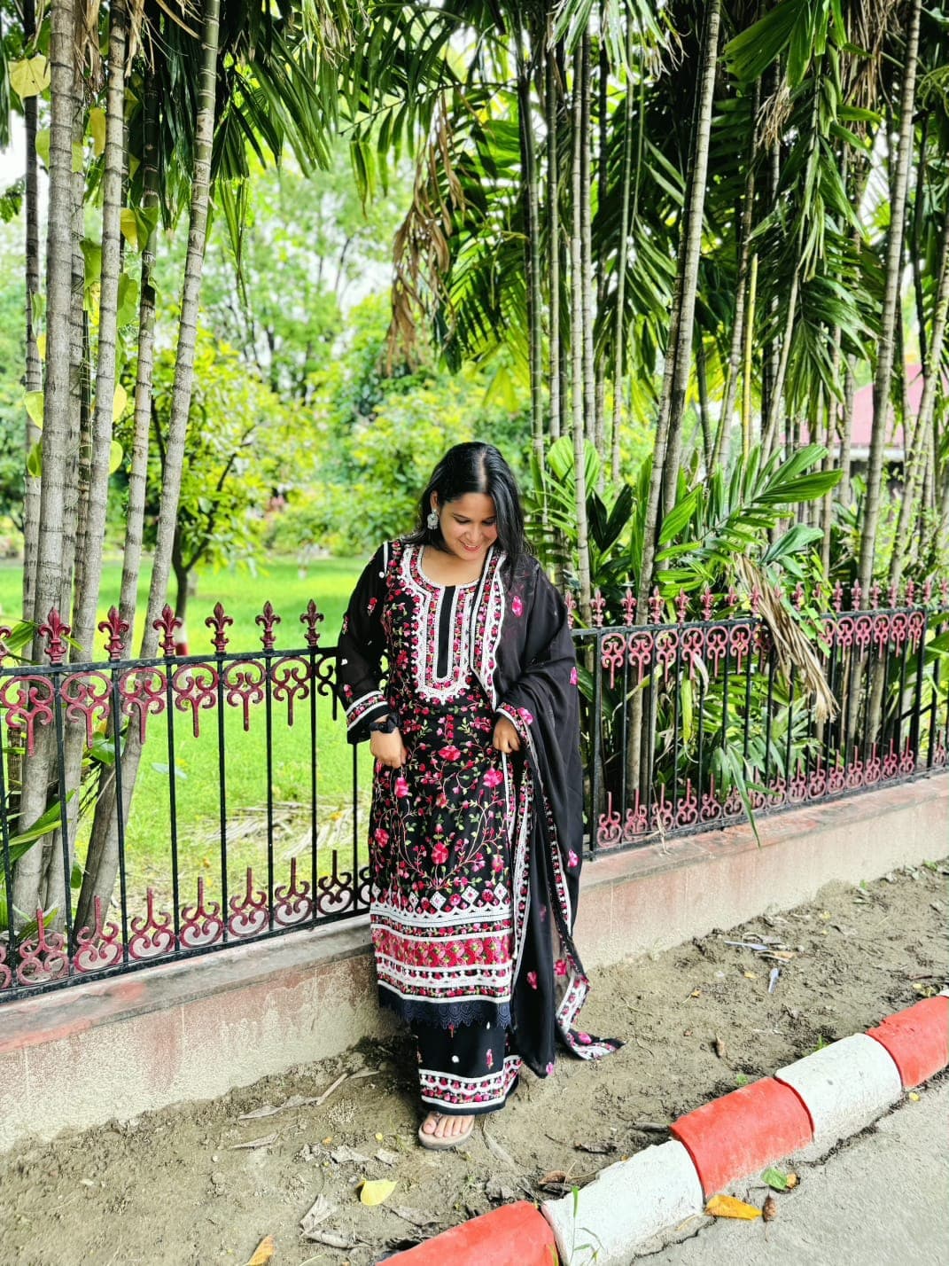 Midnight Bloom Embroidered Suit Set